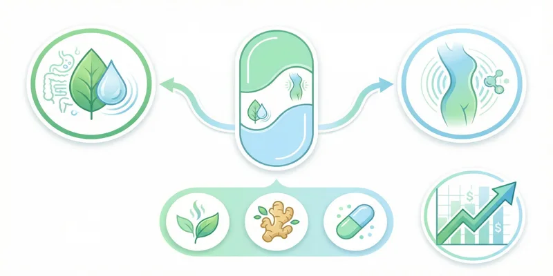 Infografika představující slibované účinky produktu Detox Belly Burn: očistu těla a redukci tuku.
