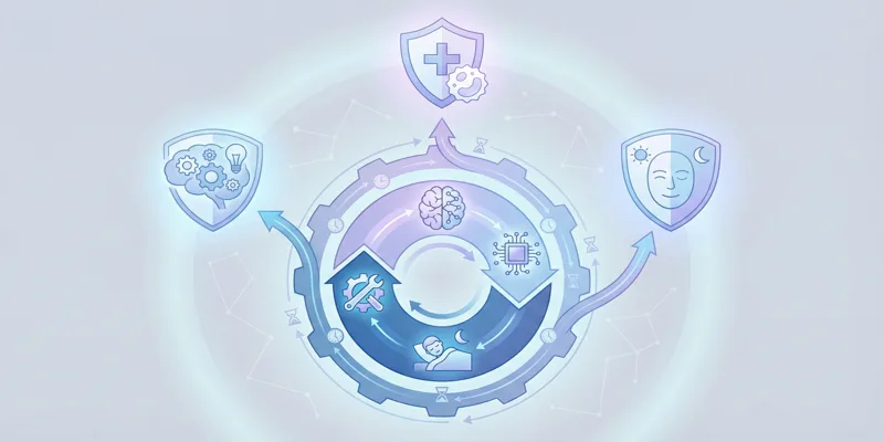 Infografika vysvětlující spánkové cykly, význam hlubokého a REM spánku pro paměť, imunitu a náladu.