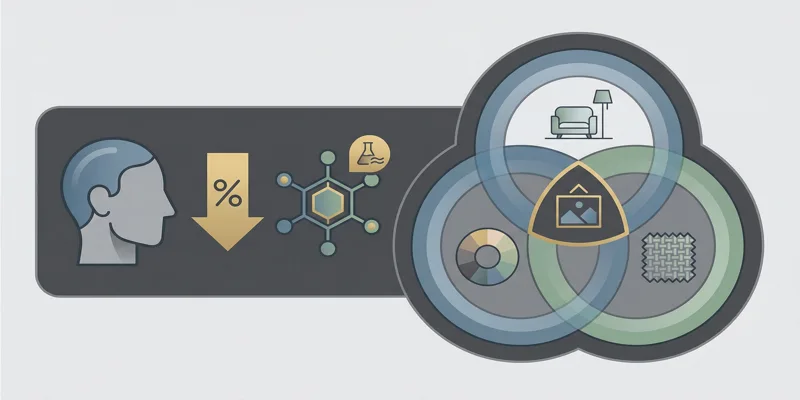 Infografika o vlivu umění na snížení kortizolu o 23 % a faktorech výběru uměleckého díla do interiéru.