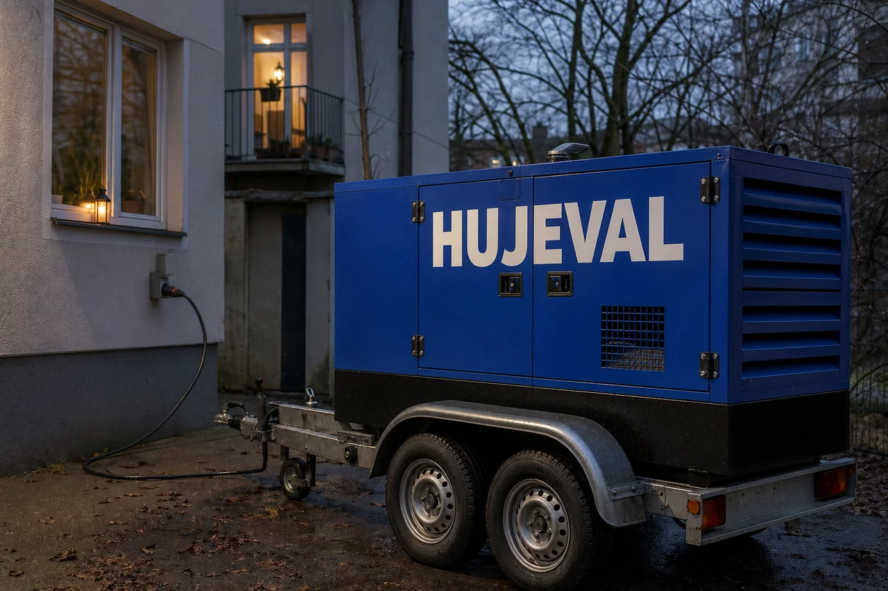 Mobilní elektrocentrála Hujeval v praxi — detail
