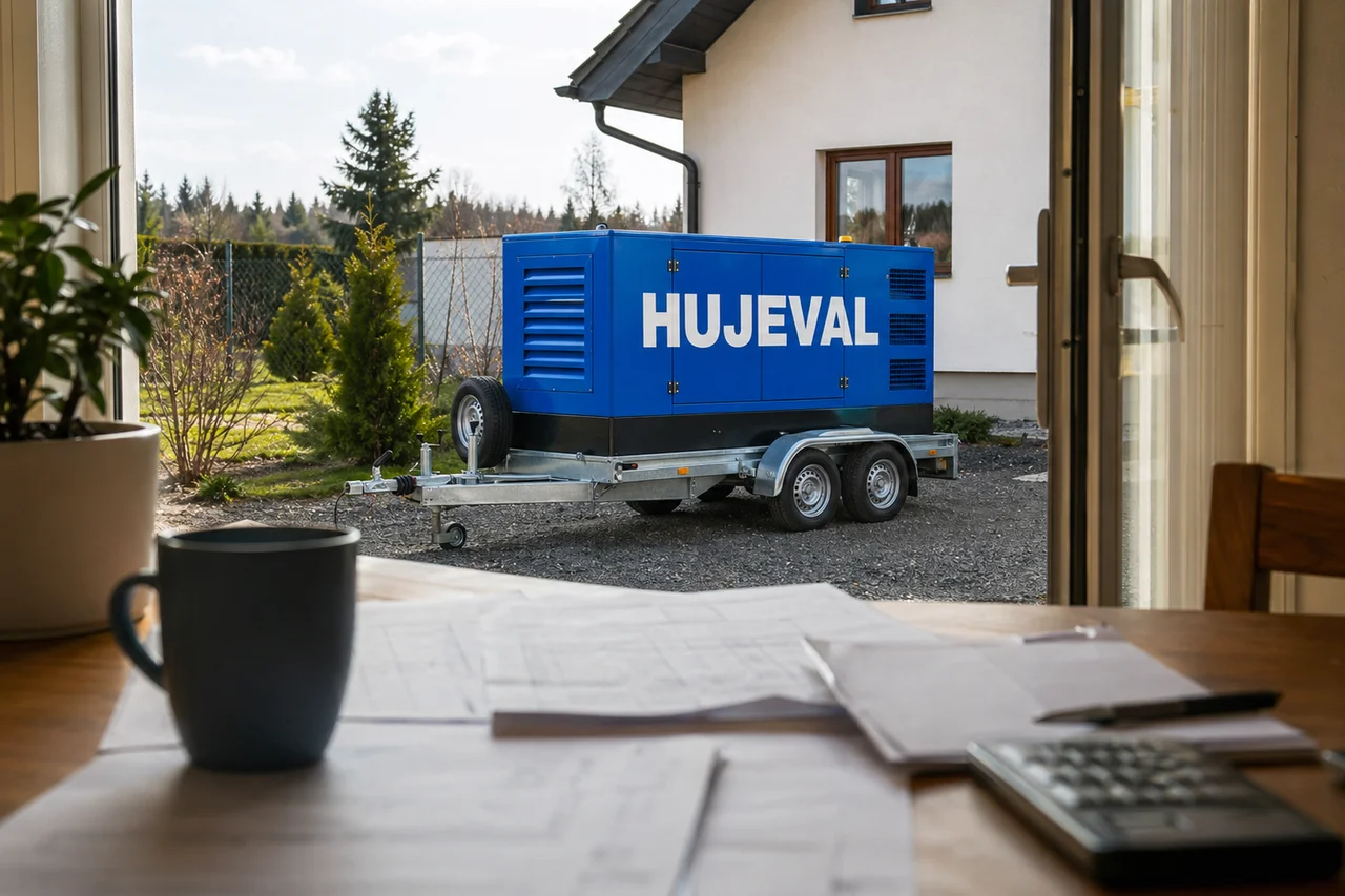 Mobilní elektrocentrála Hujeval v praxi — detail