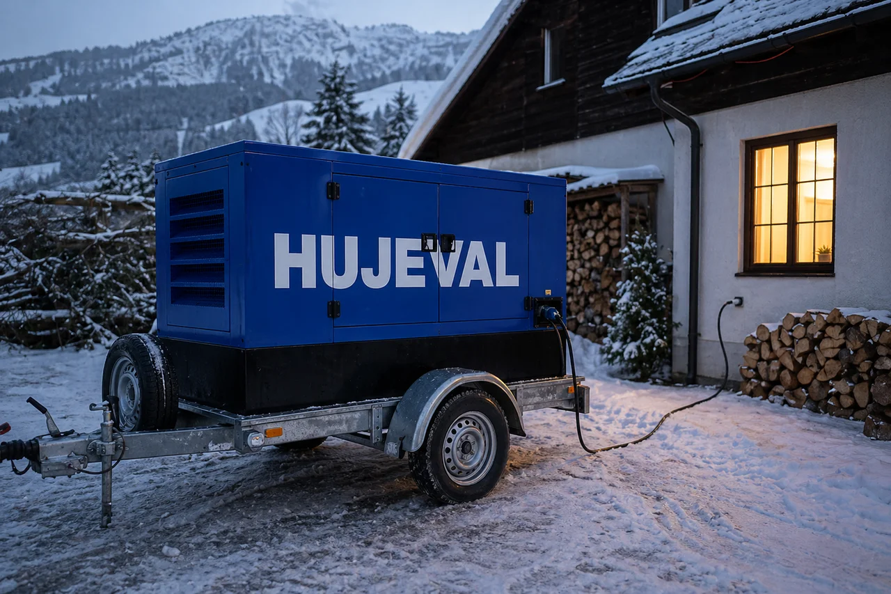 Mobilní elektrocentrála Hujeval v praxi — detail