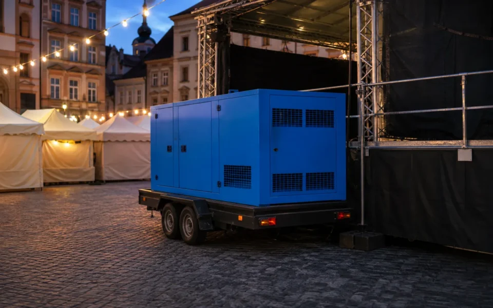 Městské slavnosti v historickém centru: proud pro pódia a stánky bez přípojky – mobilní elektrocentrála Valeon
