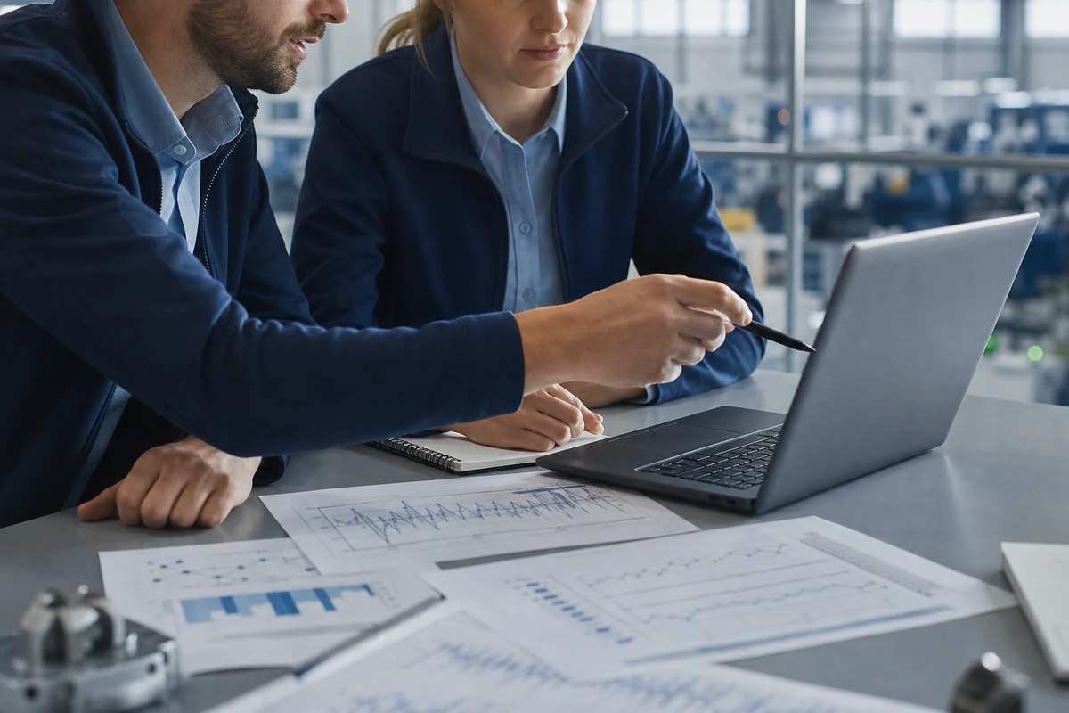 Dva specialisté spolupracují nad grafy procesní stability
